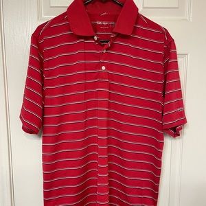Men’s Red Striped Walter Hagen Polo/Golf Shirt.